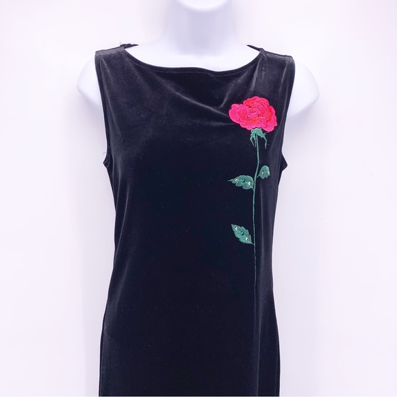 VINTAGE Marian & Maral Black Suede Size Slit Midi Evening Dress Size S/M - Picture 2 of 8